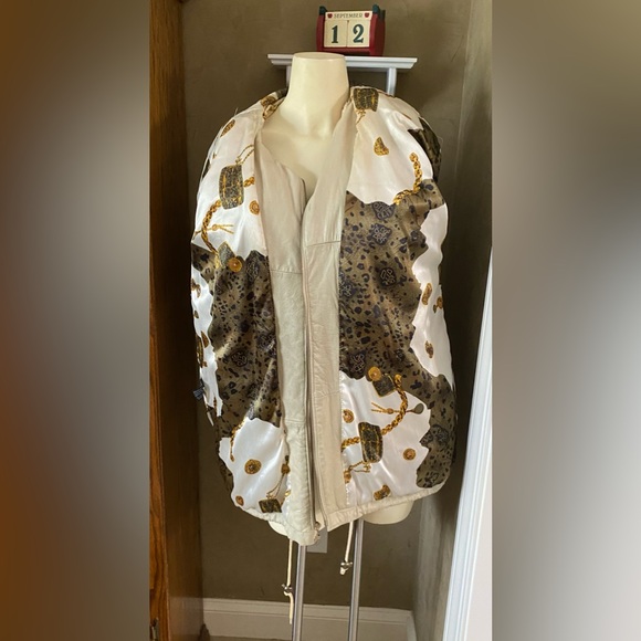 Pelle STUNNING Vintage LUXE Fur & Leather Parka Ivory Women’s size S Oversized - Picture 15 of 16
